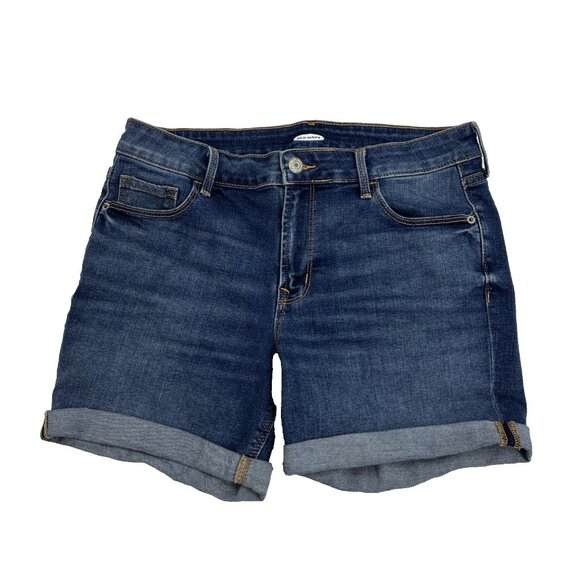 Old Navy Womens Size 6 Blue Denim Jean Shorts Rolled Cuff Casual Summer - Picture 1 of 5